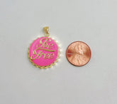 18K Gold  Be Free Soda Cap Charm in Pink Enamel for Necklace Bracelet Jewelry Making Supplies, Gold Bottle Cap Charm, CP1440